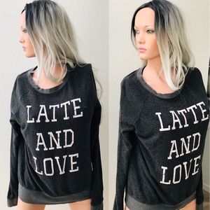 SALE!  LATTE AND LOVE Cozy Slouchy Fleece SWEATSHIRT Large